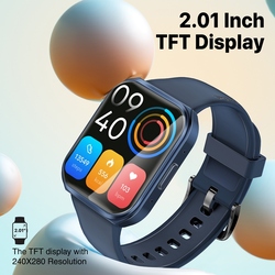 Promate Smart Watch, Premium Bluetooth 3.0 + BLE 5.2 Health Fitness Tracker with 2-Inch TFT Display, 7 Day Battery Life, 110+ Sports Modes and IP68 Water Resistance for iPhone 14, Galaxy S23